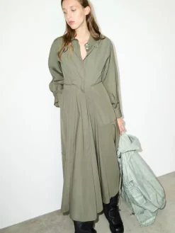 Cotton-poplin shirt dress - loden green