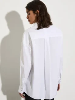 Cotton-poplin shirt with tie - white