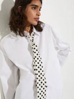 Cotton-poplin shirt with tie - white