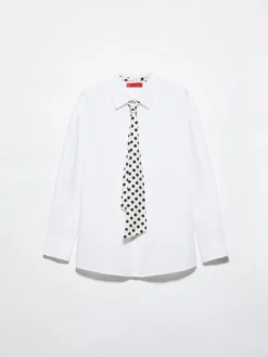 Cotton-poplin shirt with tie - white