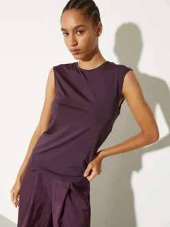 Crepe-jersey top - aubergine