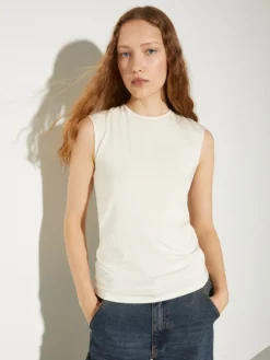 Crepe-jersey top - ivory