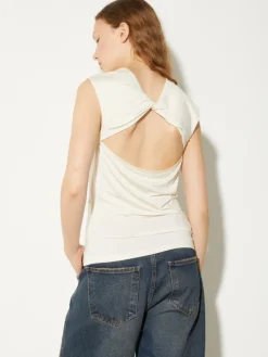 Crepe-jersey top - ivory