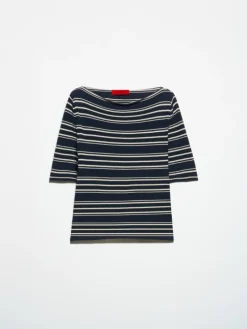 Crepe knitted T-shirt - navy