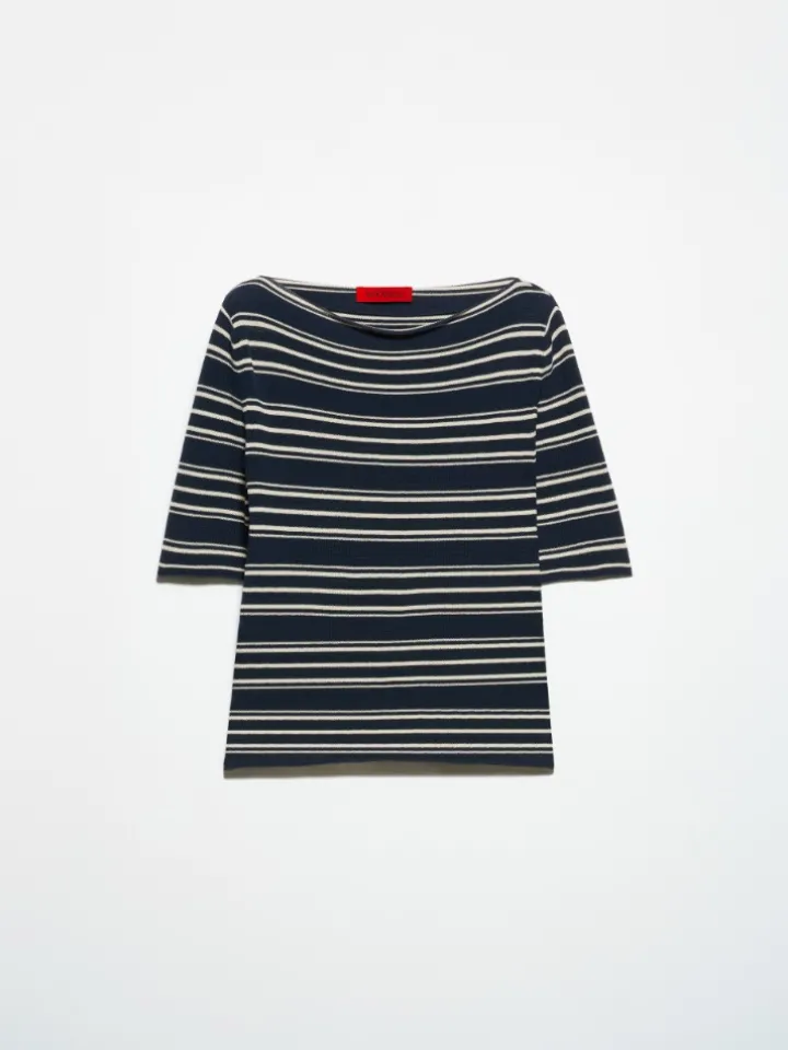 Crepe knitted T-shirt - navy