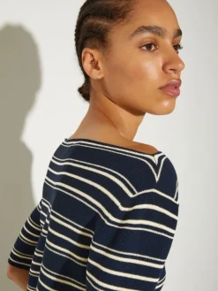 Crepe knitted T-shirt - navy