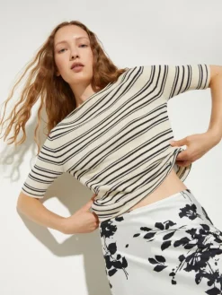 Crepe knitted T-shirt - wool white