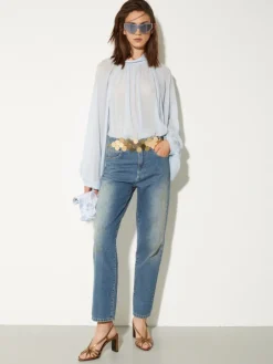 Crepon circle shirt - sky-blue