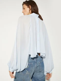 Crepon circle shirt - sky-blue