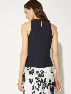 Crinkled envers-satin top - midnightblue