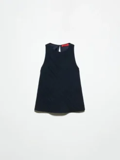 Crinkled envers-satin top - midnightblue