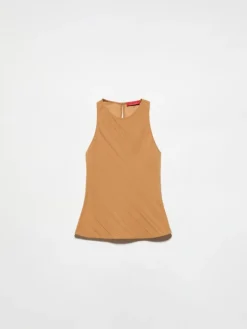 Crinkled envers-satin top - terra cotta