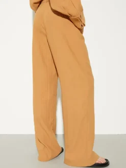 Crinkled envers-satin trousers - terra cotta