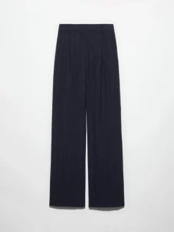 Crinkled envers-satin trousers - midnightblue