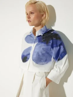 Cropped cotton-poplin shirt - cream