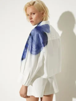 Cropped cotton-poplin shirt - cream