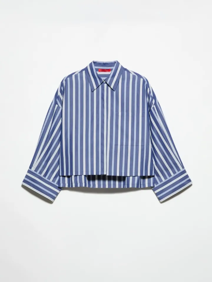 Cropped cotton-poplin shirt - navy