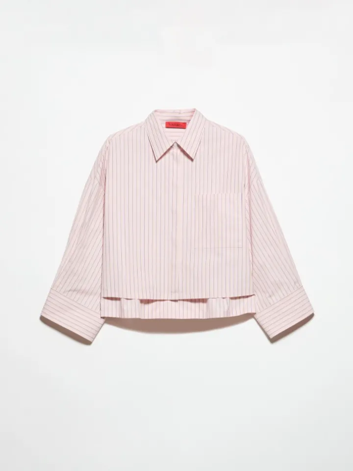 Cropped cotton-poplin shirt - powder