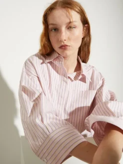 Cropped cotton-poplin shirt - powder