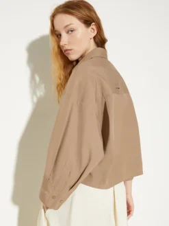 Cropped cotton-poplin shirt - turtledove