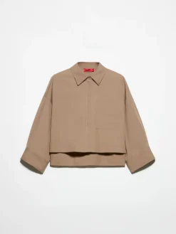 Cropped cotton-poplin shirt - turtledove