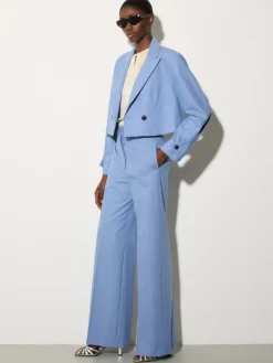 Cropped gabardine blazer - avio