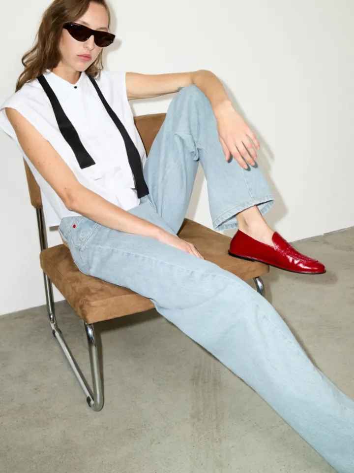 Cropped sleeveless poplin shirt - optical white