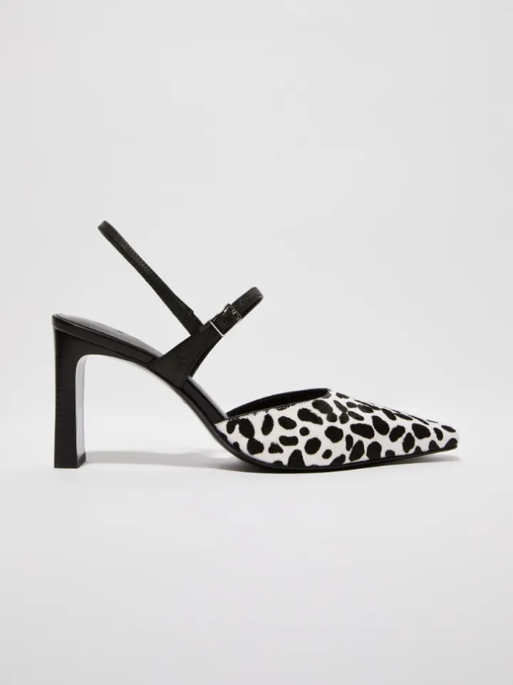 Dalmatian calf-hair pumps - white black