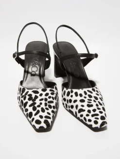 Dalmatian calf-hair pumps - white black