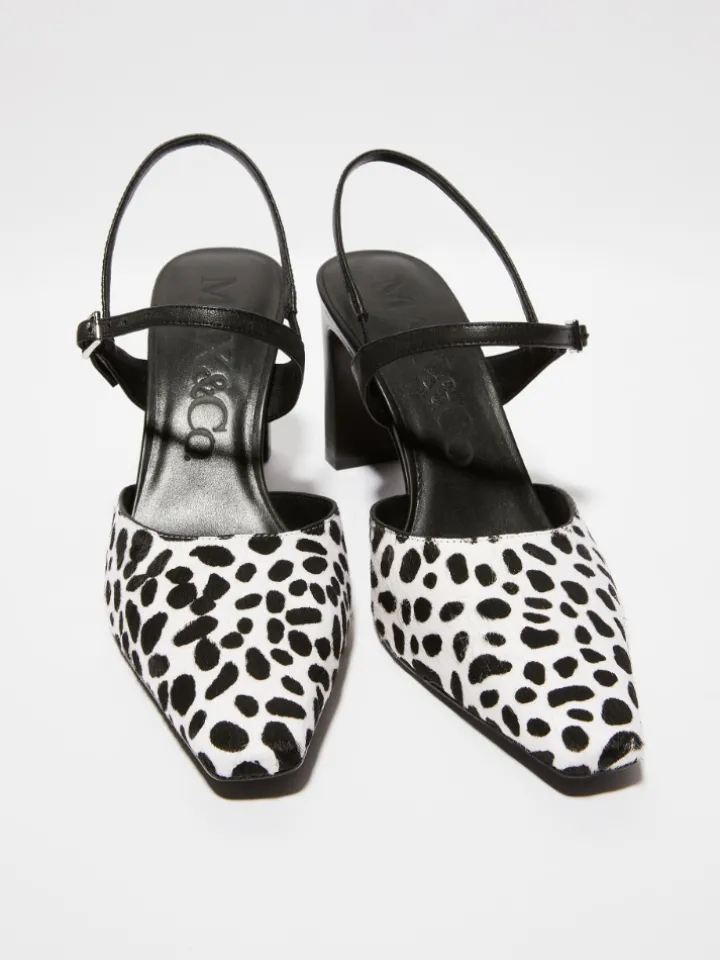 Dalmatian calf-hair pumps - white black