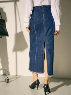 Denim skirt Sami Miró &Co.llaboration - midnightblue