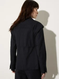 Detachable-sleeve jacket - navy