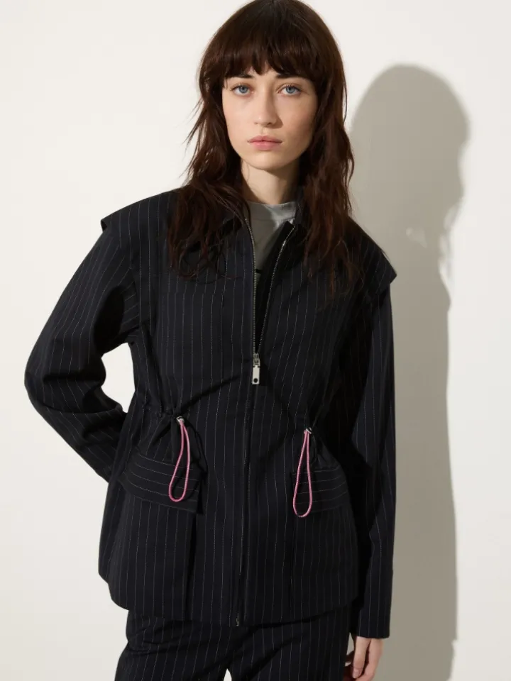 Detachable-sleeve jacket - navy