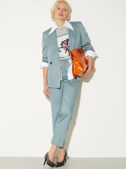 Double-breasted satin blazer - quartz