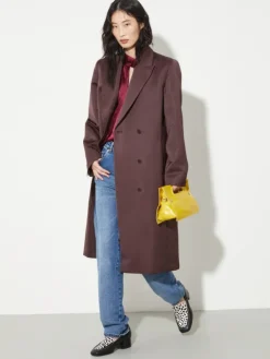 Double-breasted satin coat - bordeaux