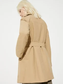 Double-breasted trench coat in ottoman - must