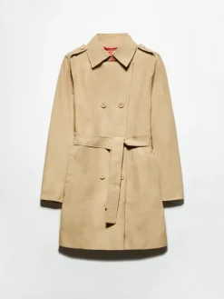 Double-breasted trench coat in ottoman - must