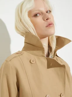 Double-breasted trench coat in ottoman - must