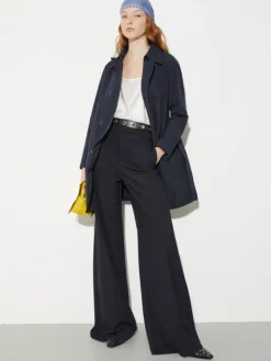 Double-breasted trench coat in ottoman - navy