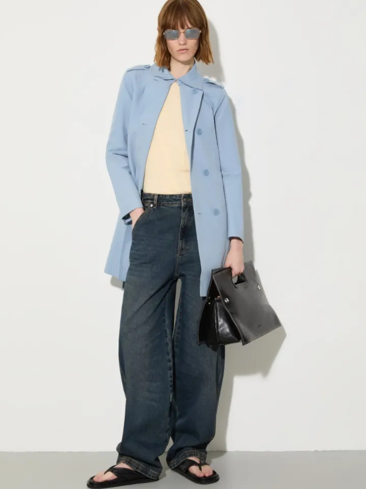 Double-breasted trench coat - light blue