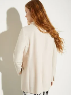 Double-breasted wool-blend blazer - beige