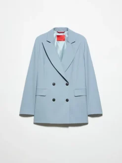 Double-breasted wool-blend blazer - light blue