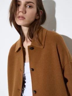 Double-sided wool shacket - camel