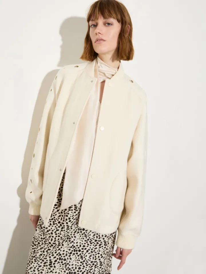 Double-woven wool bomber jacket - ice