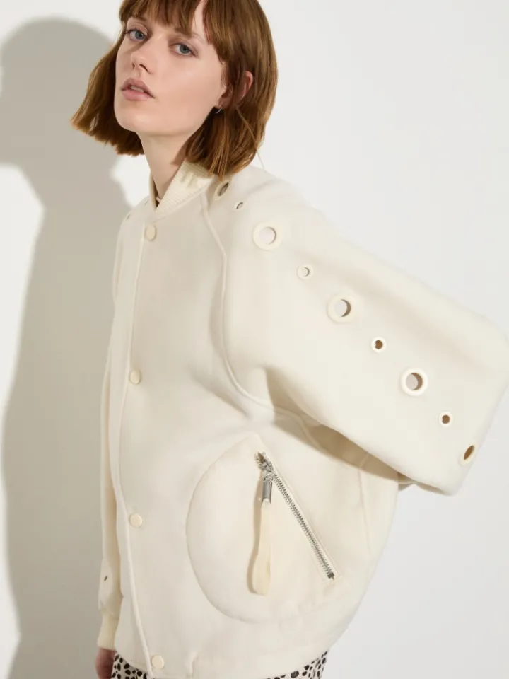 Double-woven wool bomber jacket - ice