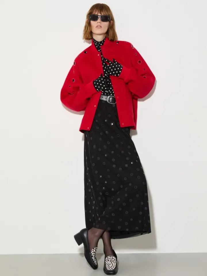 Double-woven wool bomber jacket - red