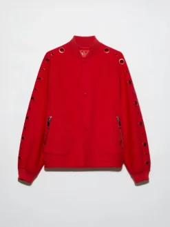 Double-woven wool bomber jacket - red