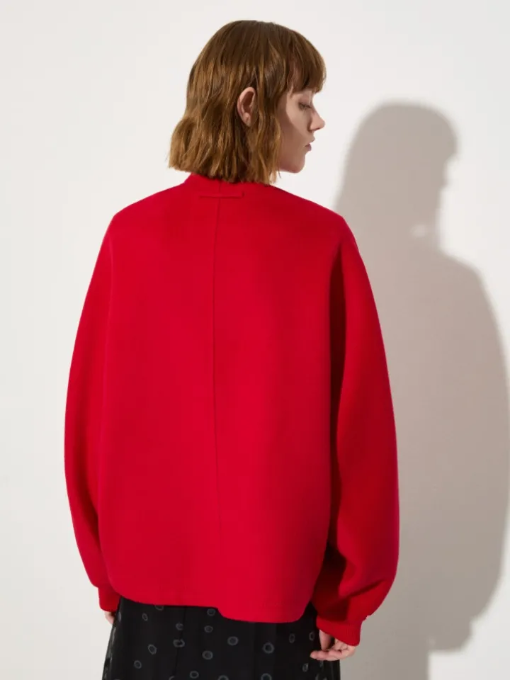 Double-woven wool bomber jacket - red