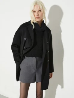 Double-woven wool coat - black