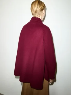 Double-woven wool jacket - bordeaux